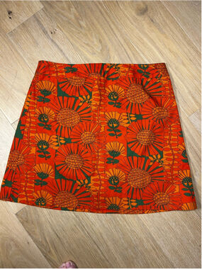 NWTJulie Brown Dixie Strange LoveFloral Mini Skirt Mod 60s A-Line Large